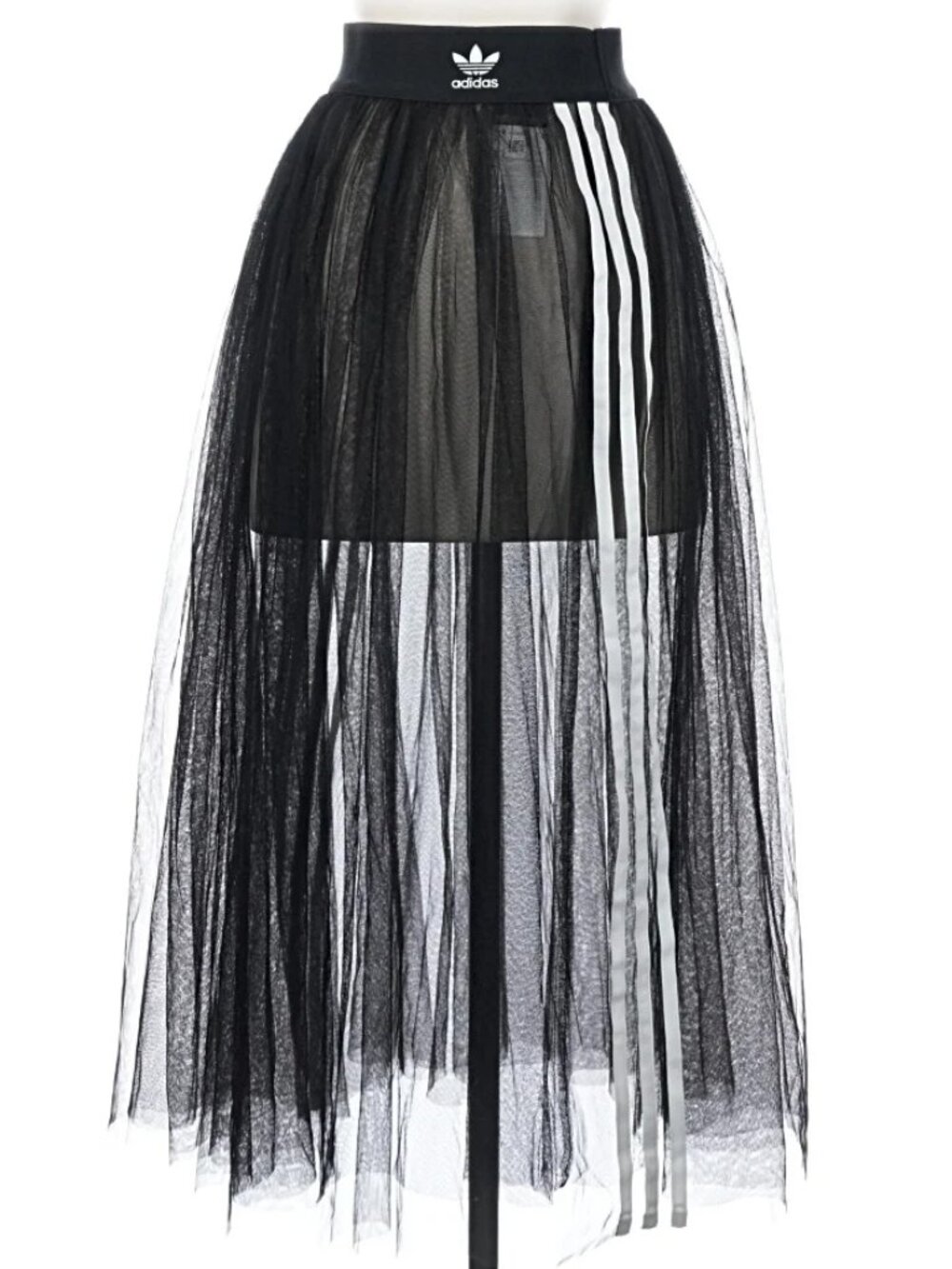 💥HOT ITEM!💥ADIDAS Sleek Pleated Midi Tulle Skirt in Black& White - Picture 9 of 15